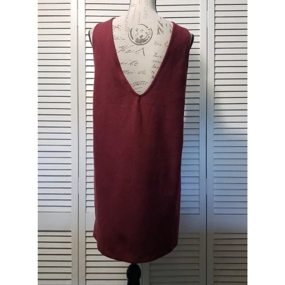 Asos Design Sleeveless Pinafore Pocket Dress Women's Size 8 Burgundy A-line Mini - Picture 4 of 9